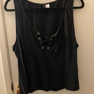 Lace Up Black Tanktop